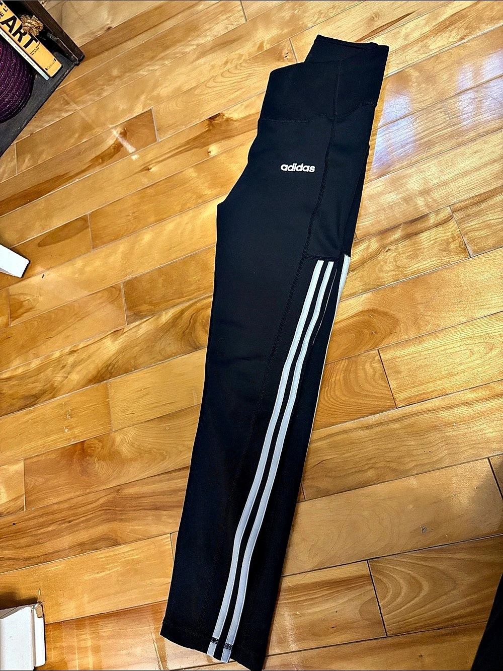 adidas Essentials 3-Stripes Leggings Black & White Small